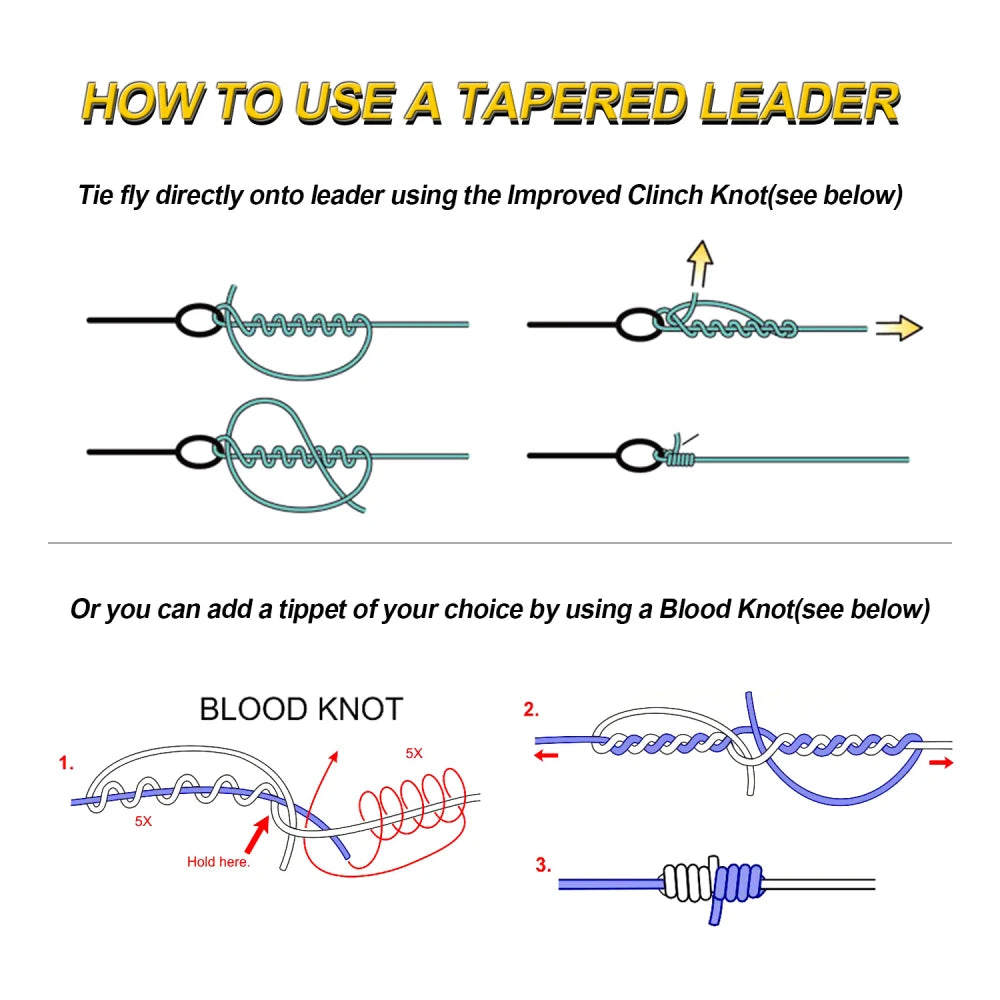 2,74 m Fliegenfischen Tapered Leader